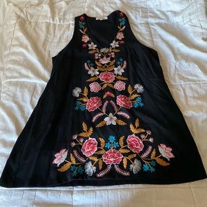 Large floral Mexican dress black